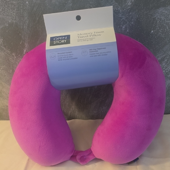 Open Story Pink Memory Foam Travel Pillow New - Picture 1 of 5